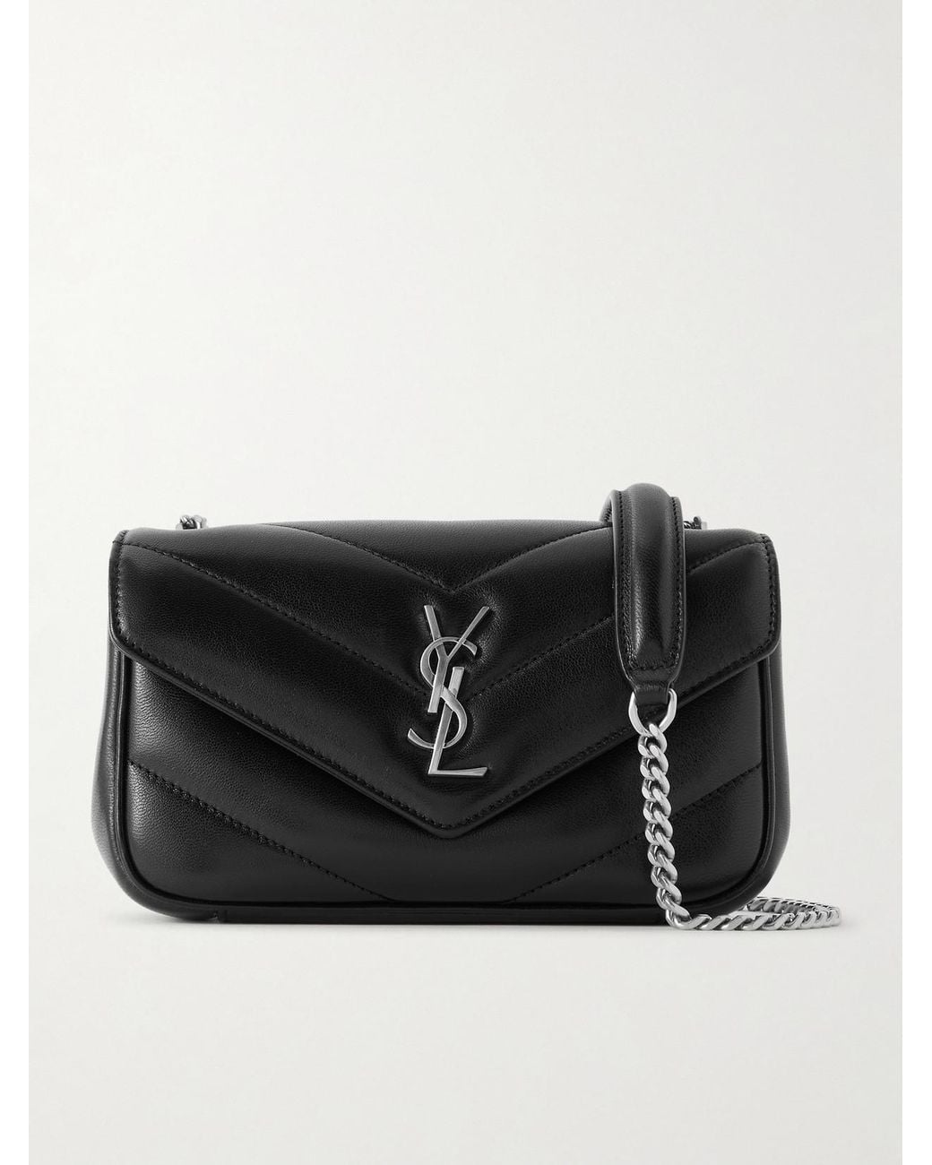 Loulou Mini Quilted Leather Shoulder Bag Saint Laurent en coloris Black