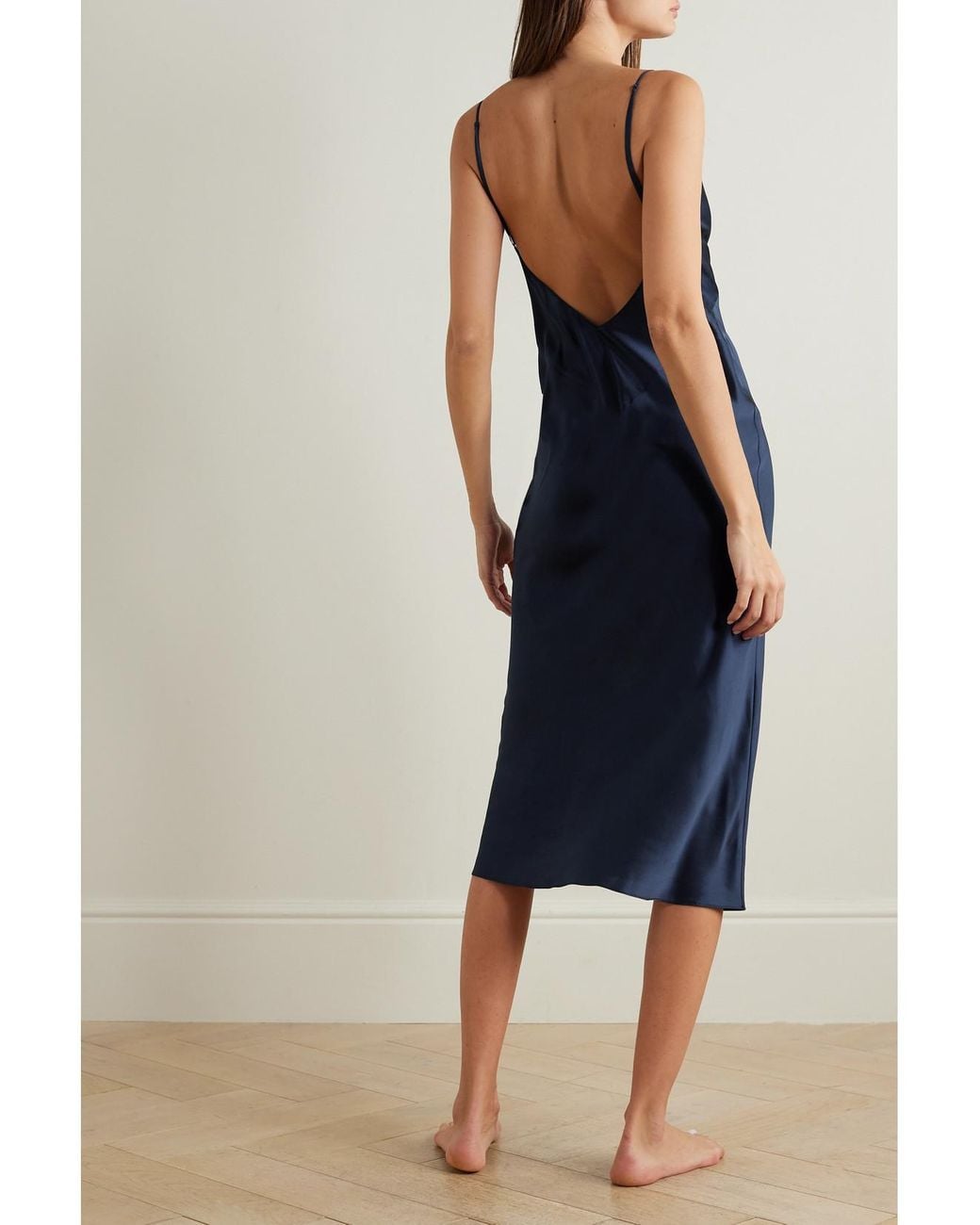 Olivia Von Halle Blue Issa Silk-Satin Nightdress