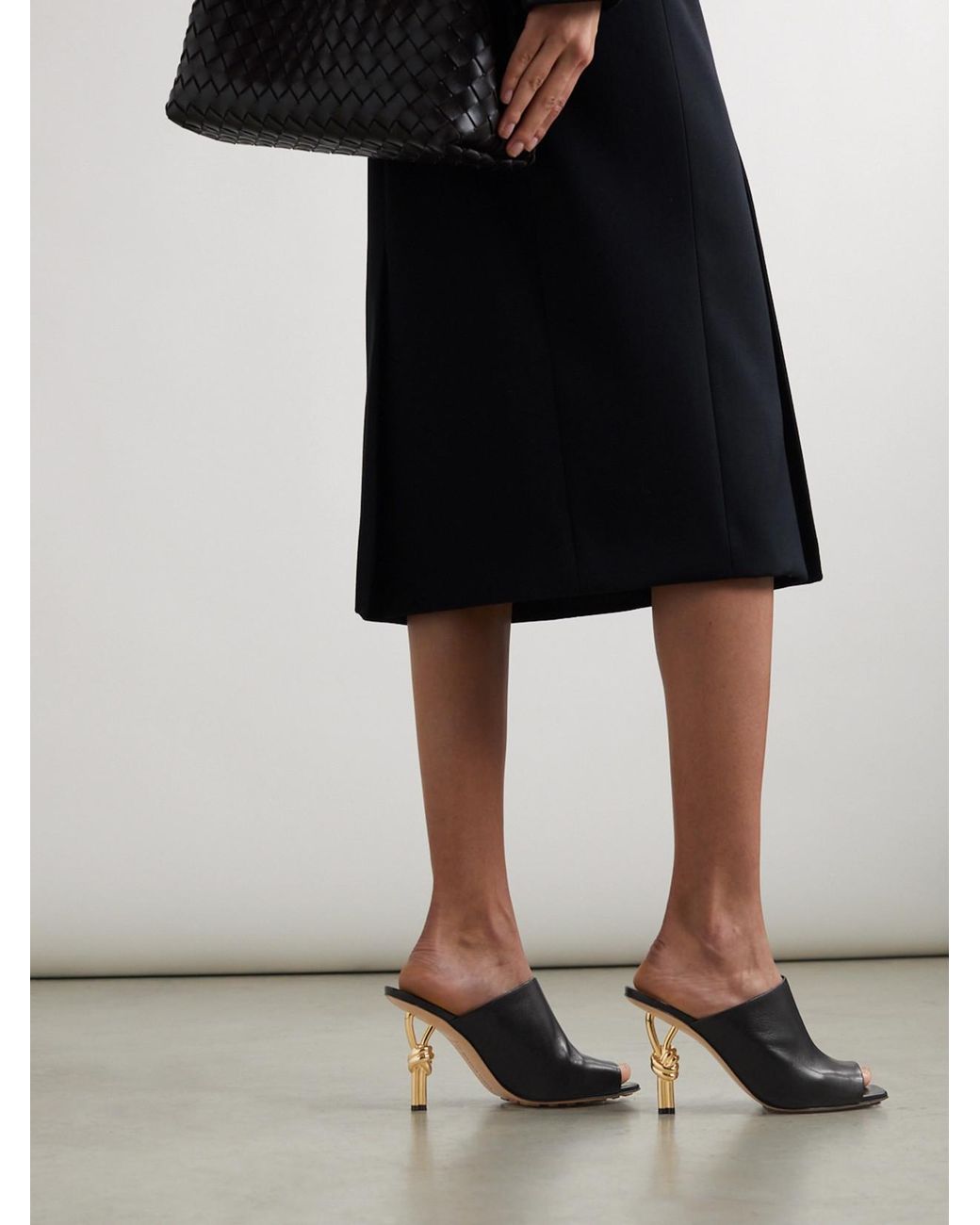 Bottega Veneta Black Leather Mules