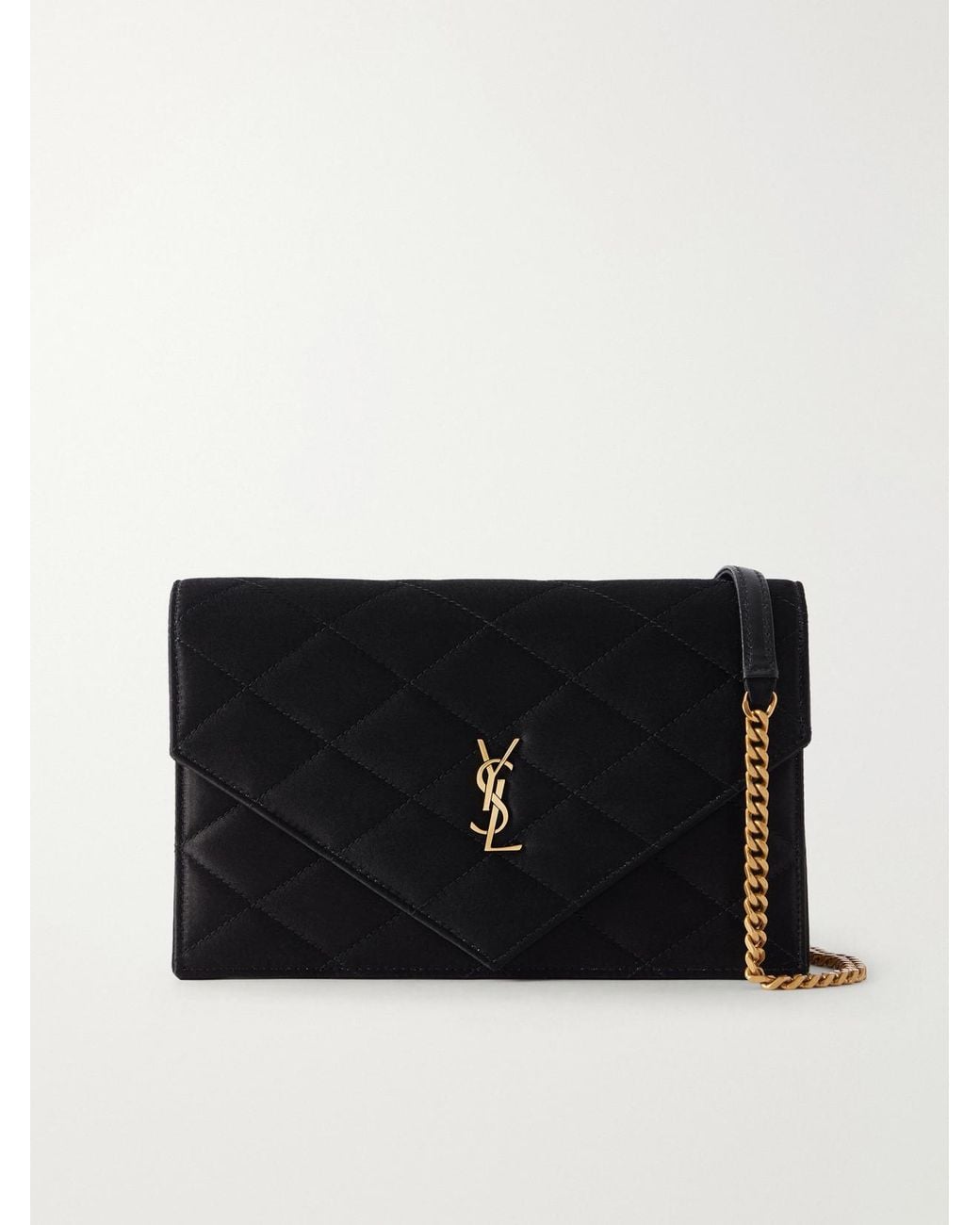 Saint Laurent Black Paris Quilted Satin Shoulder Bag