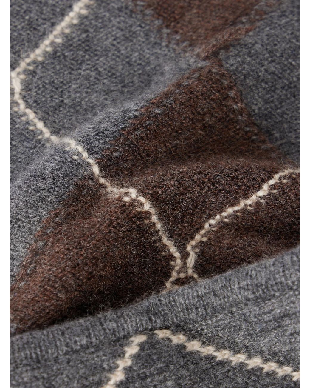 &Daughter Gray Ava Argyle Cashmere Scarf