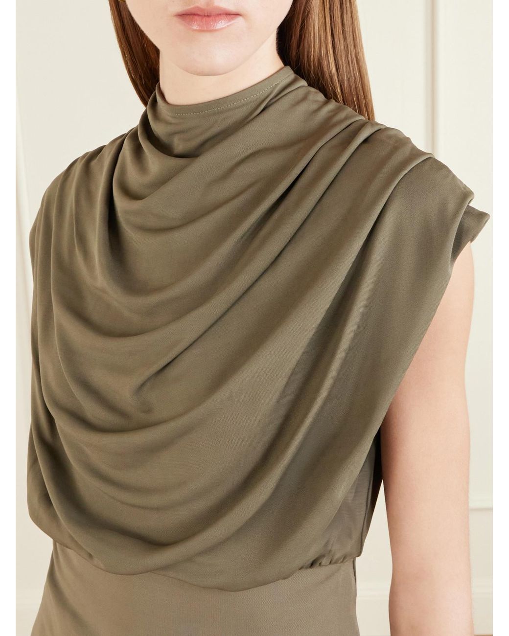 Kallmeyer Green Jocelyn Gathered Draped Jersey Top