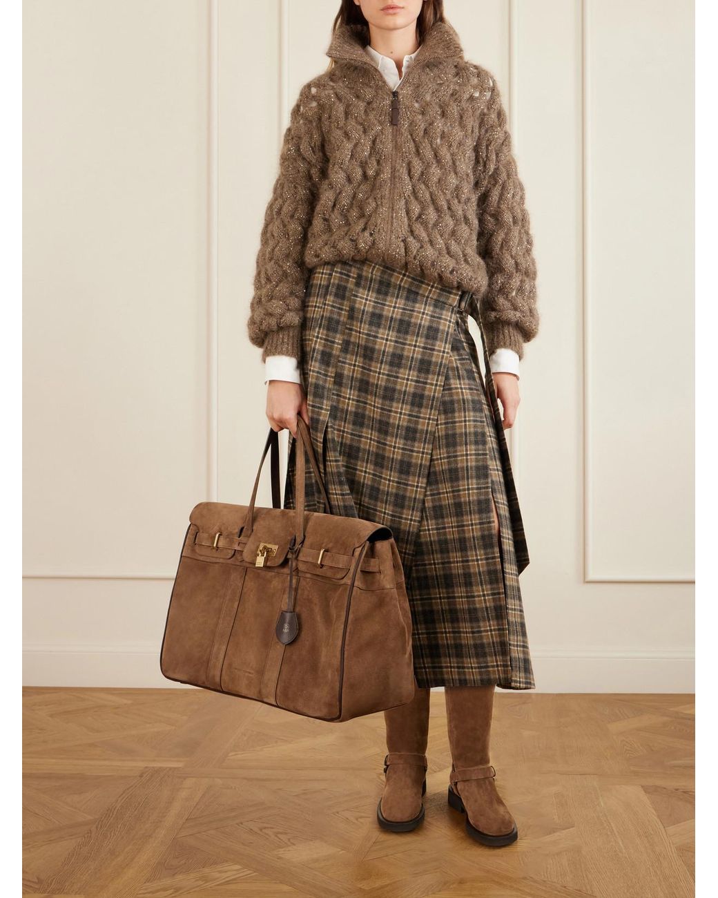 Brunello Cucinelli Brown Suede Weekend Bag