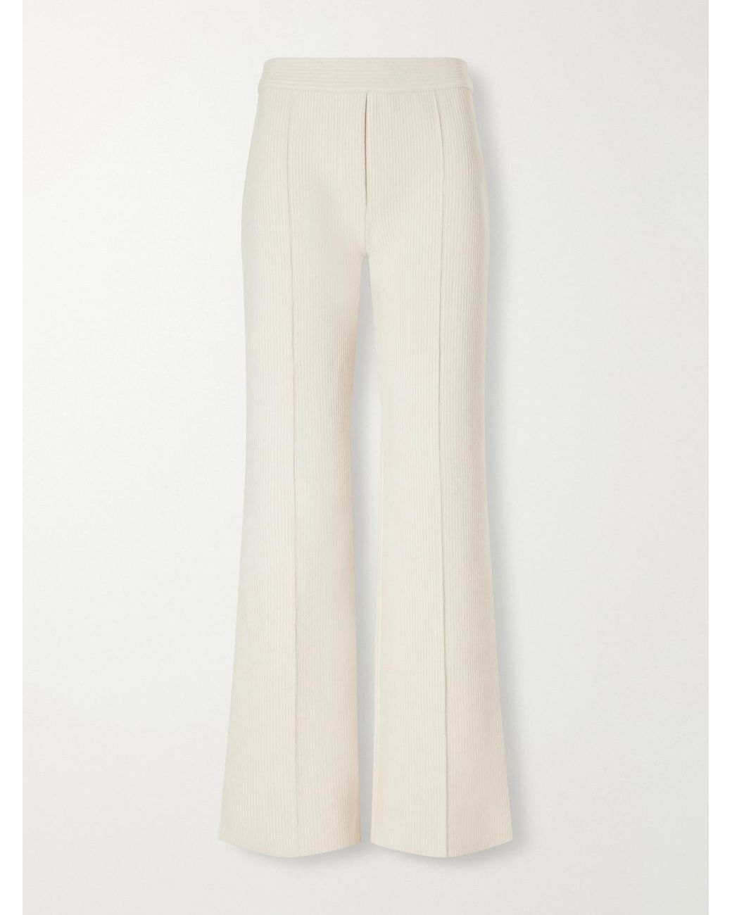 High Sport White Evie Cotton-Blend Corduroy Wide-Leg Pants