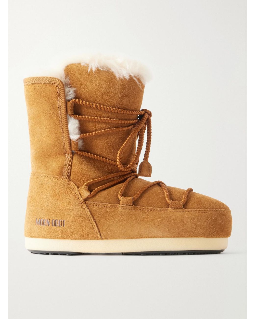 Moon Boot Natural Evx Shearling-Lined Suede Snow Boots