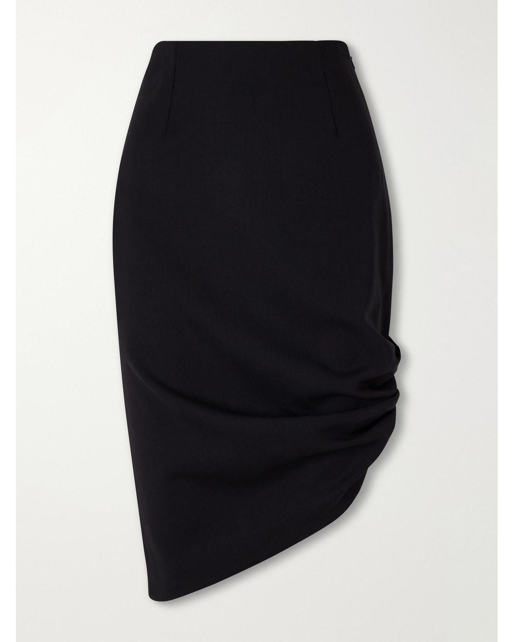 Carolina Herrera Blue Asymmetrical Stretch-Wool Midi Skirt