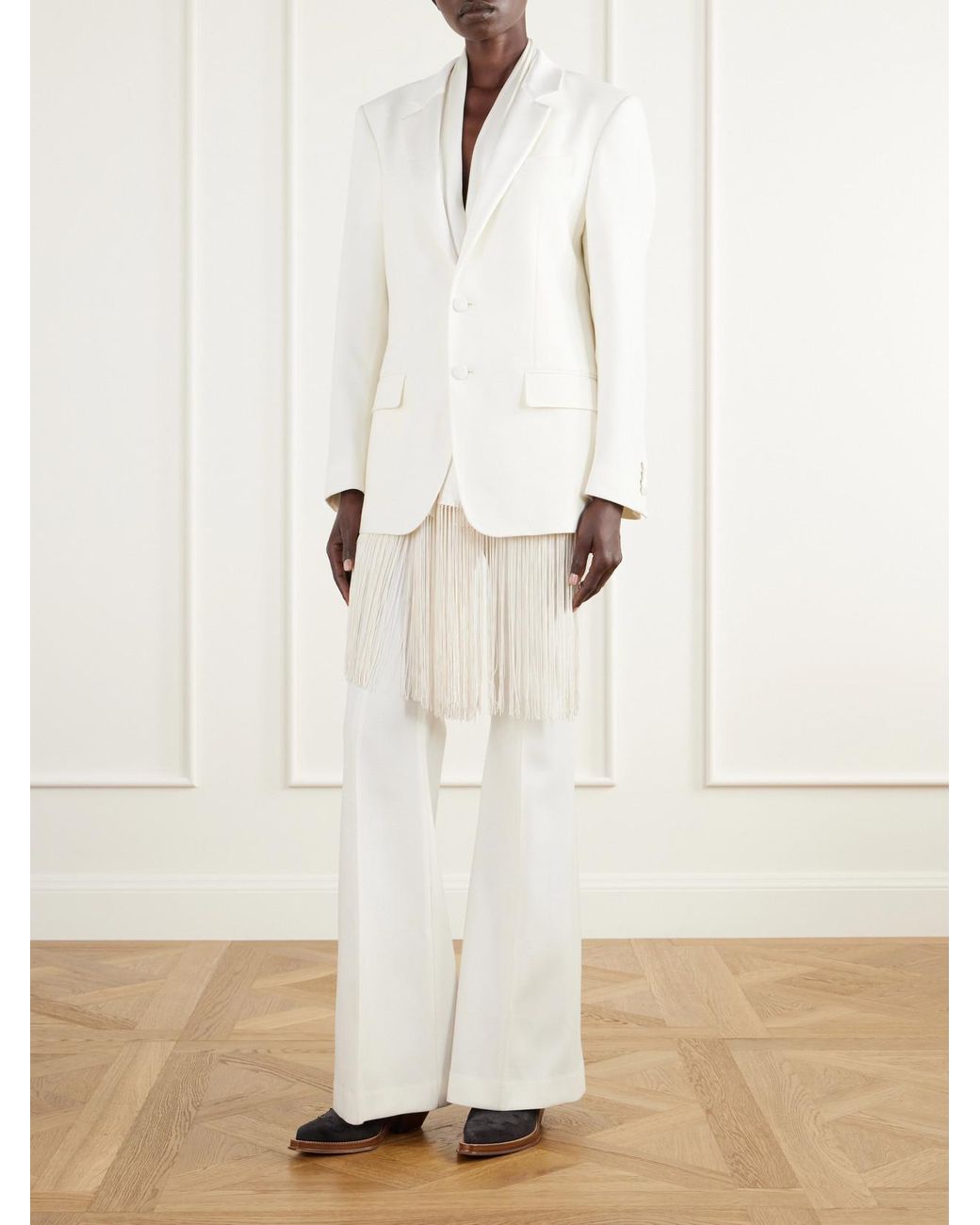 Gabriela Hearst White Rhein Paneled Cotton And Linen-Blend Woven Flared Pants
