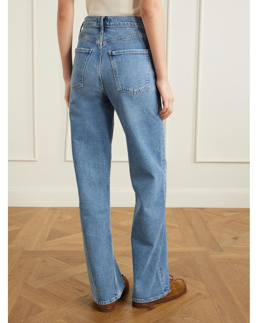 Agolde Blue Ren Jean Long High-Rise Straight-Leg Jeans