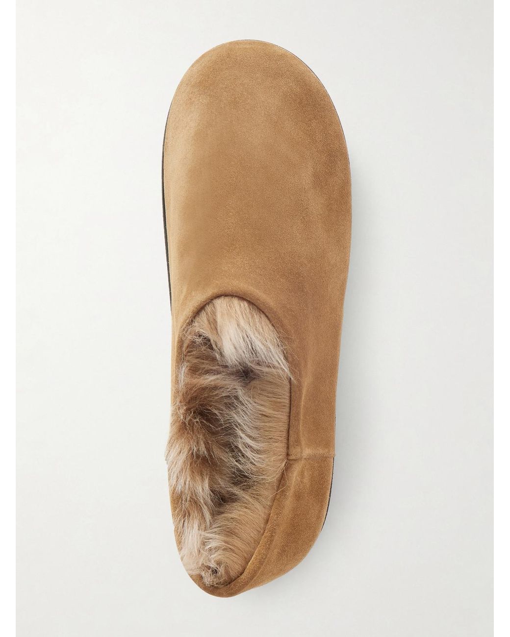 Christen White Big Bootie Shearling-Lined Suede Slippers