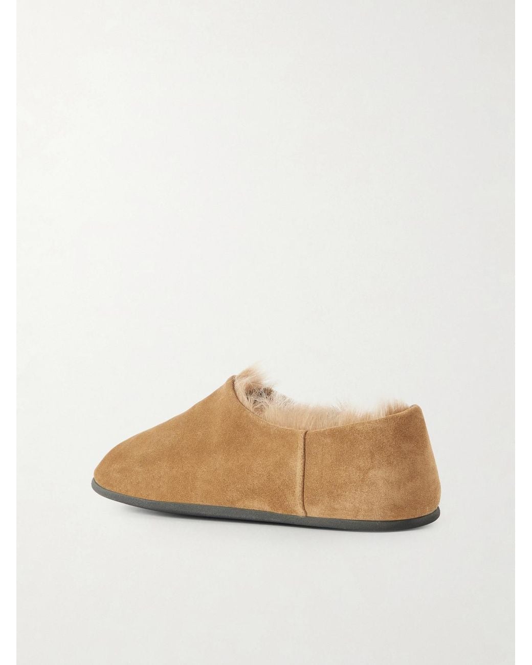 Christen White Big Bootie Shearling-Lined Suede Slippers