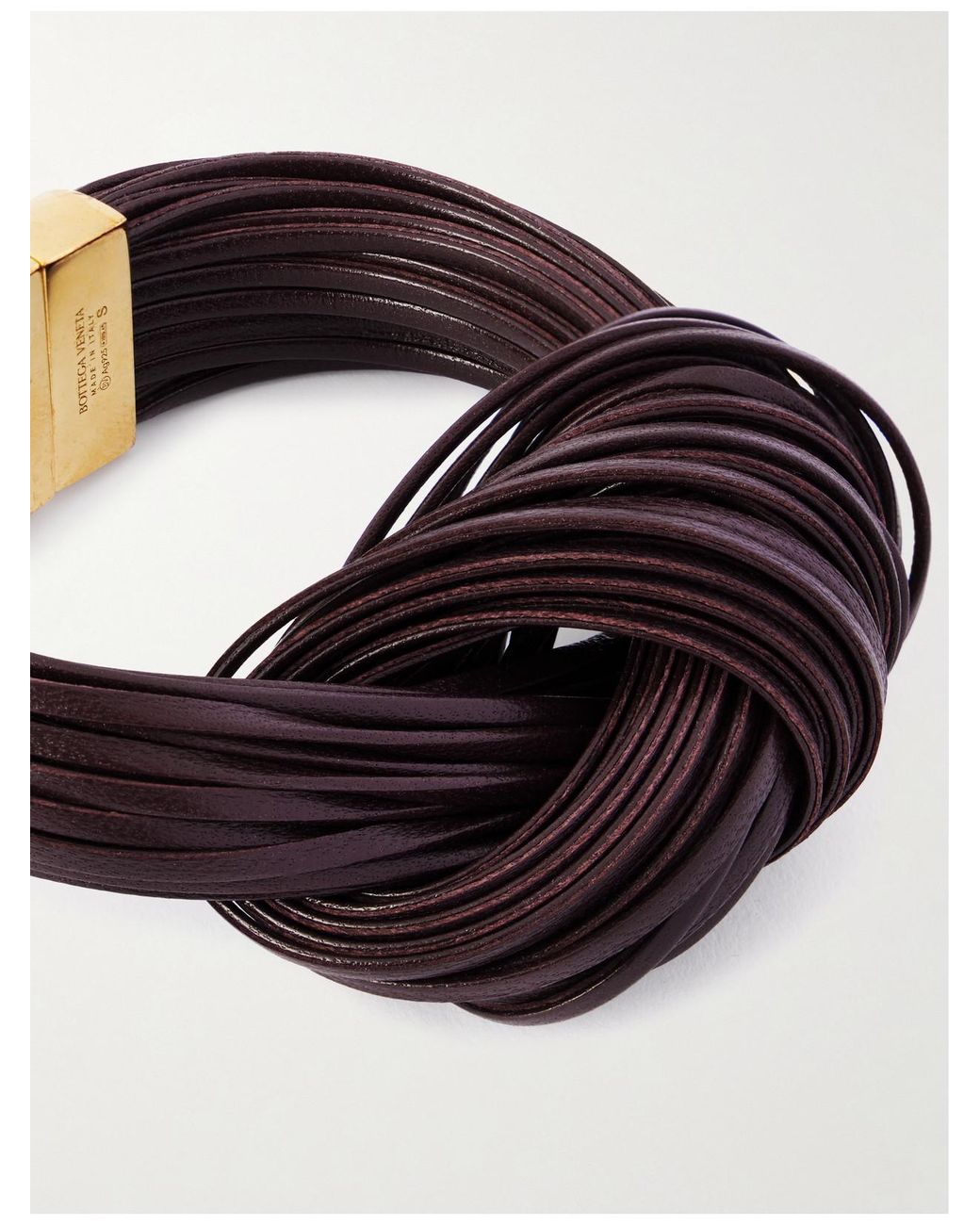 Bottega Veneta Black Knot-Plated And Leather Bracelet