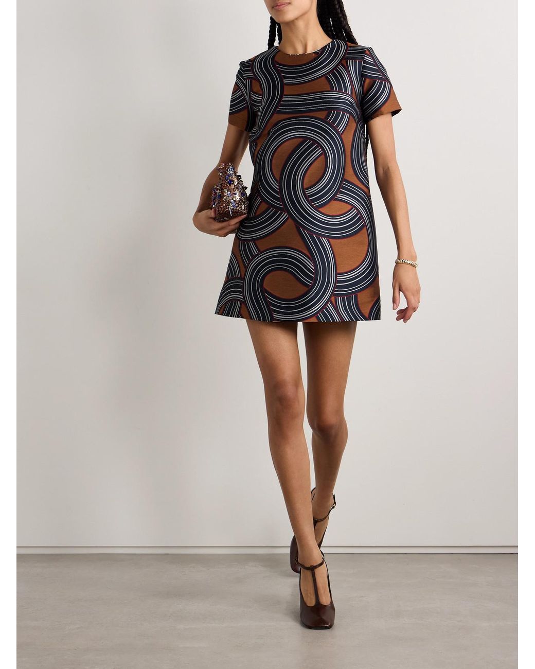 LaDoubleJ Blue Icon Jacquard Mini Dress