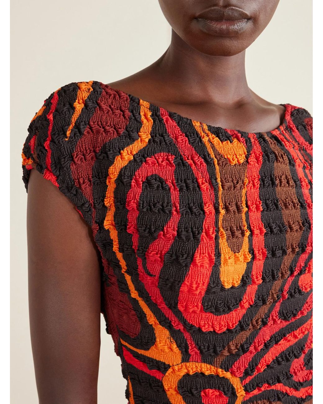 Emilio Pucci Red Shibori Crinkled-Crepe Printed Mini Dress