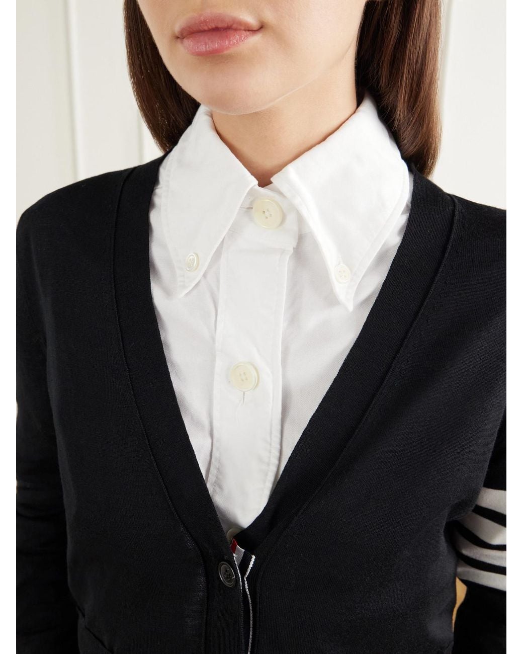 Thom Browne Black 4-Bar Wool Cardigan