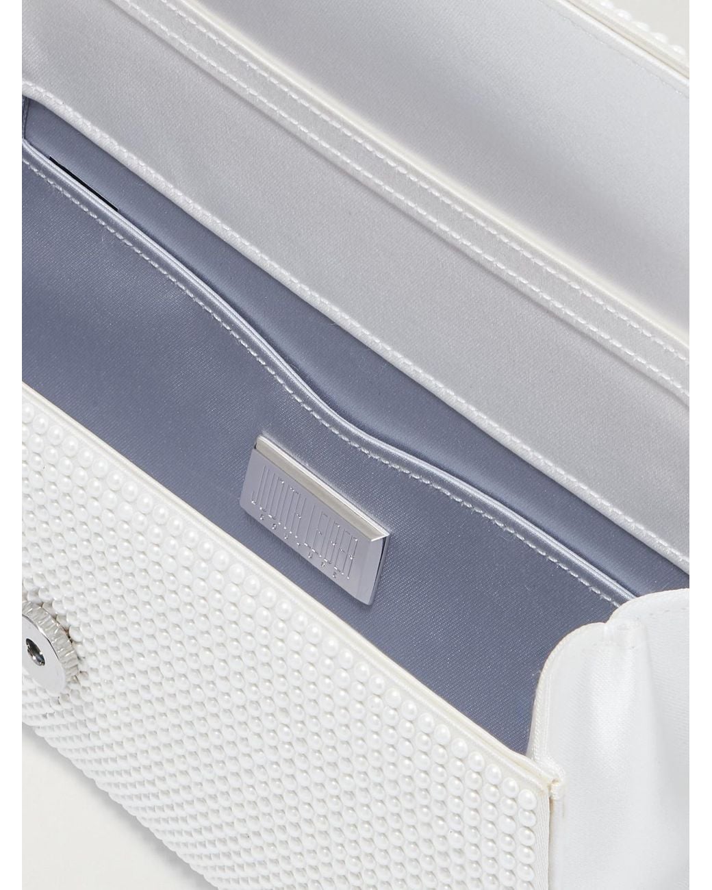 Judith Leiber Natural Perry Faux Pearl-Embellished Satin Clutch