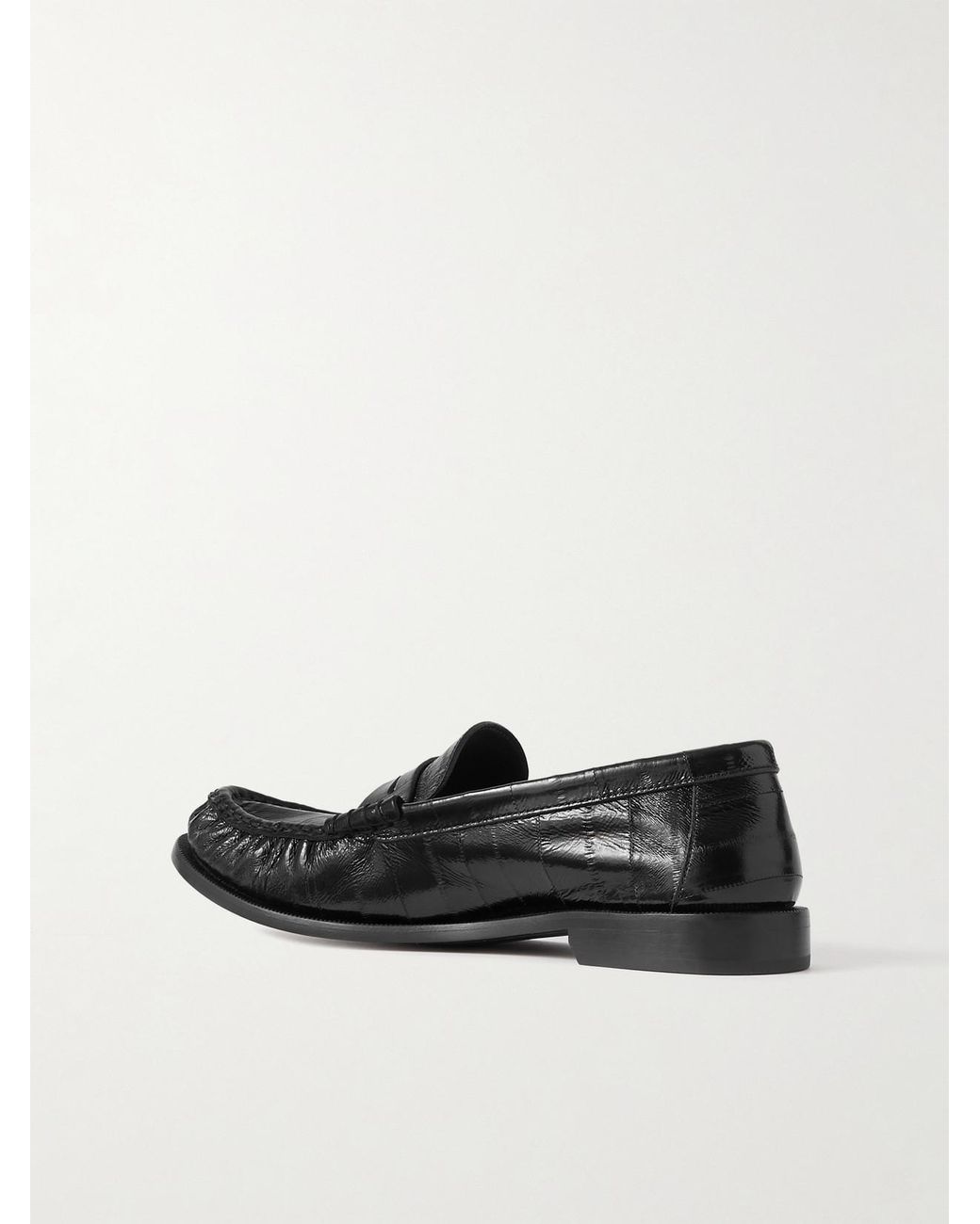 Saint Laurent Black Le Loafer Cassandre-Embellished Eel Loafers