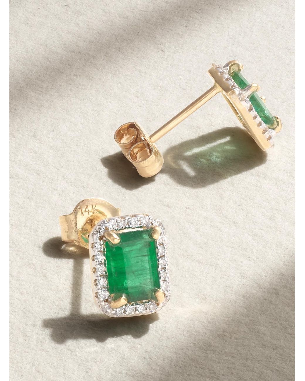 Mateo Green 14-Karat, Emerald And Diamond Earrings