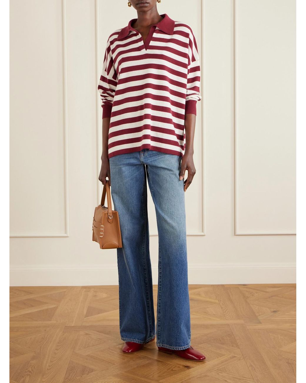 arch4 Red Victoria Striped Cashmere Polo Shirt
