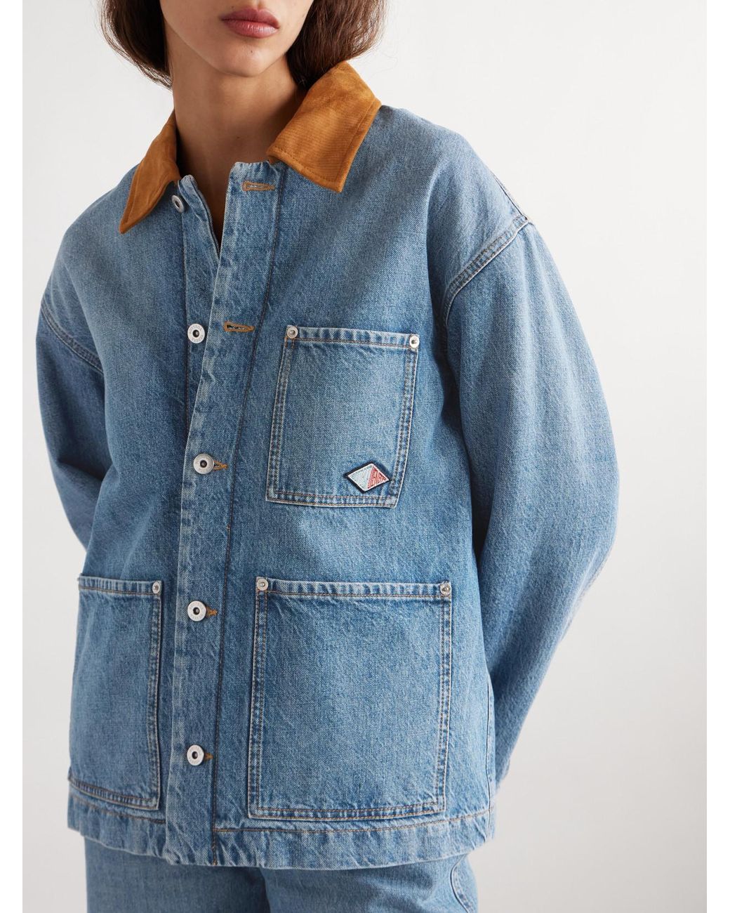 Bottega Veneta Blue Appliquéd Suede-Trimmed Denim Jacket