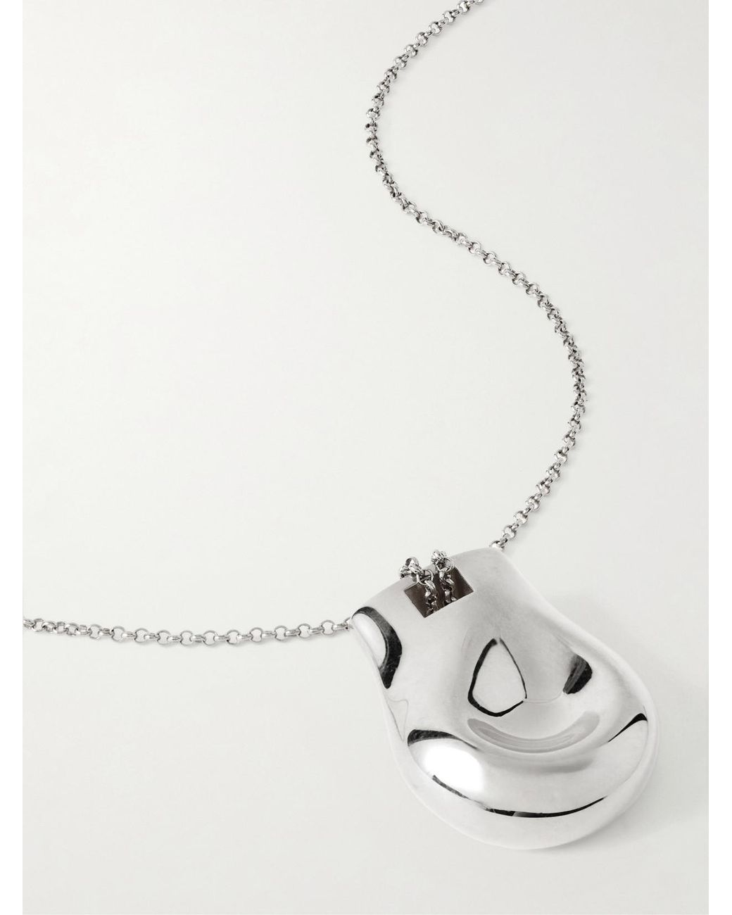 Khaite White Keefe Palladium-Coated Pendant Necklace