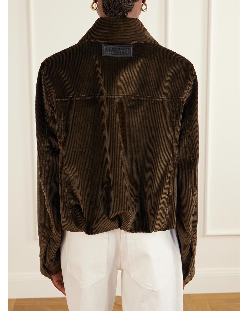 Loewe Black Balloon Gathered Cotton-Corduroy Jacket