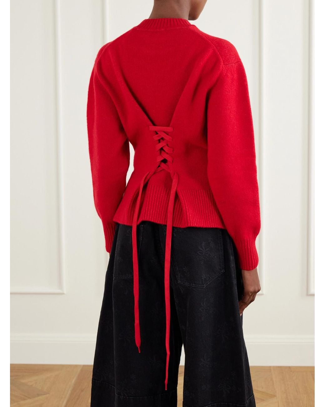 Simone Rocha Red Merino Wool-Blend Sweater