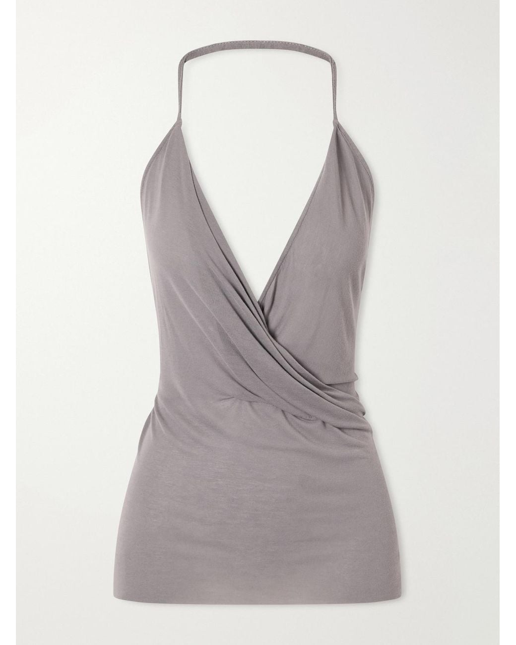 Rick Owens Gray Draped Jersey Tank
