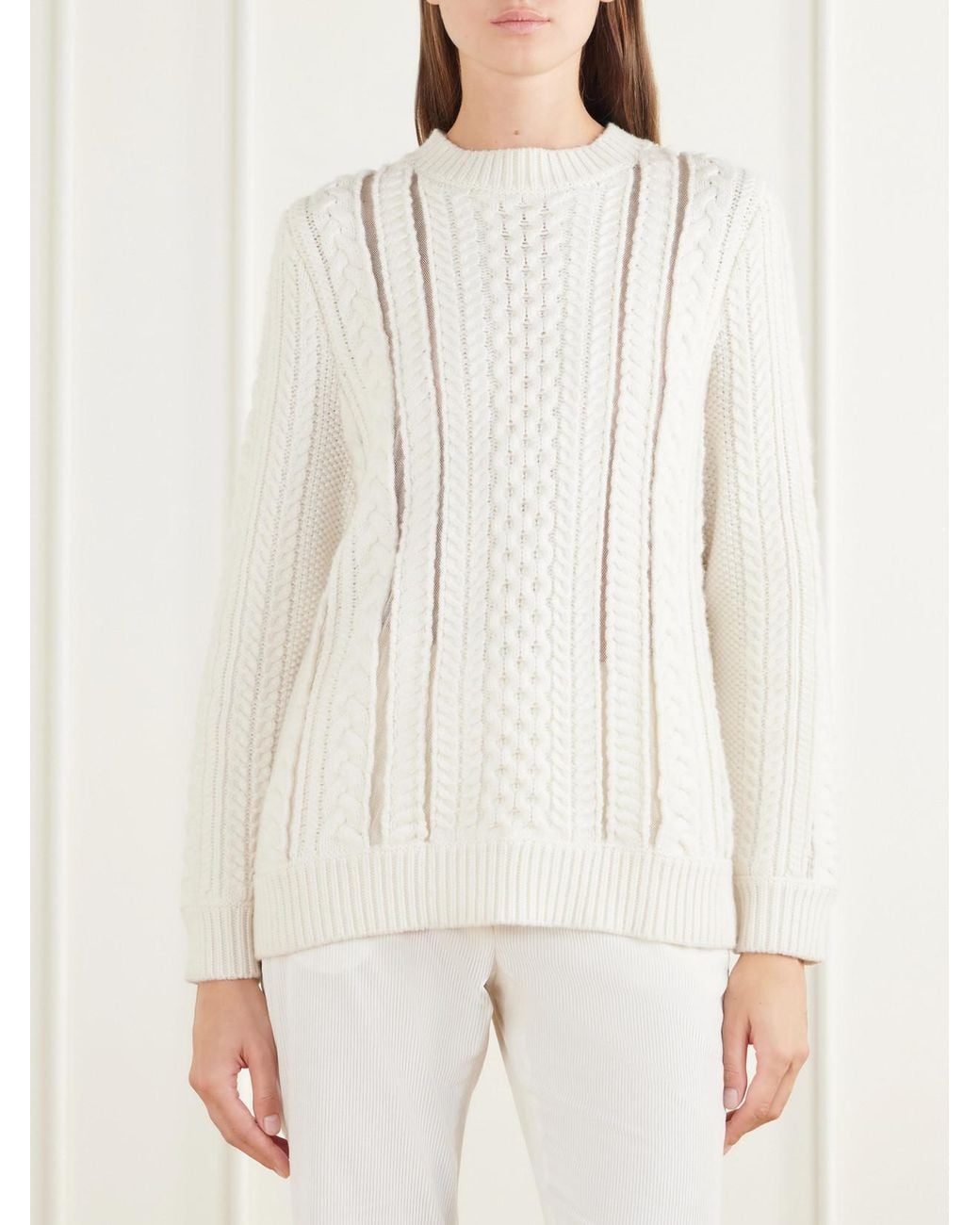 Gabriela Hearst Natural Westal Fisherman-Knit Merino Wool And Cashmere-Blend Sweater