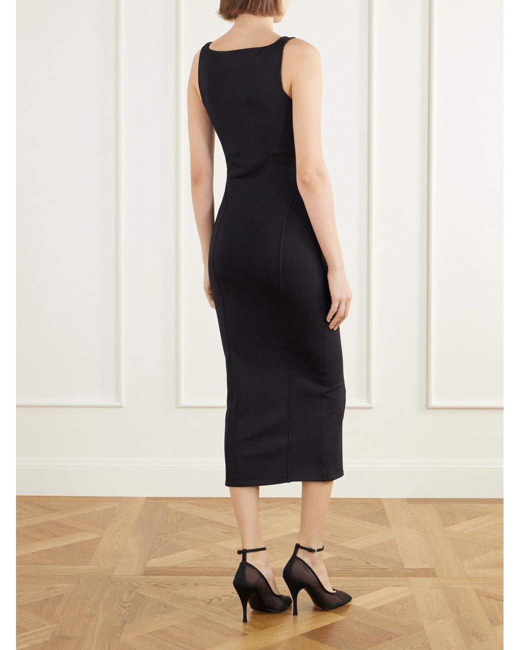 Alaïa Black Stretch-Jersey Midi Dress
