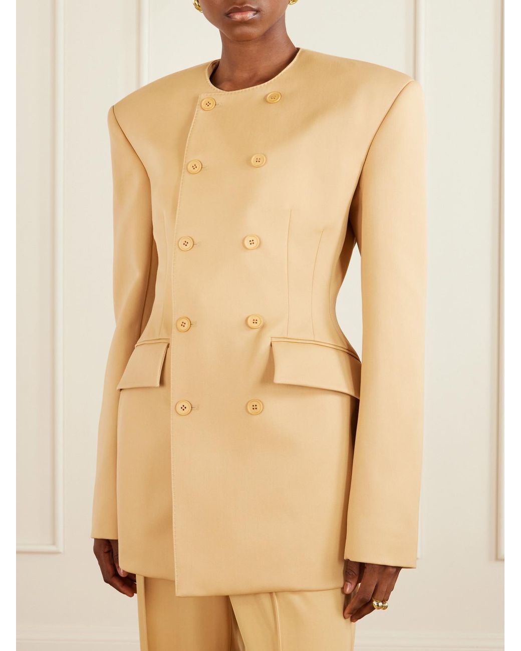 Wardrobe NYC Natural Rhw Double-Breasted Twill Mini Dress