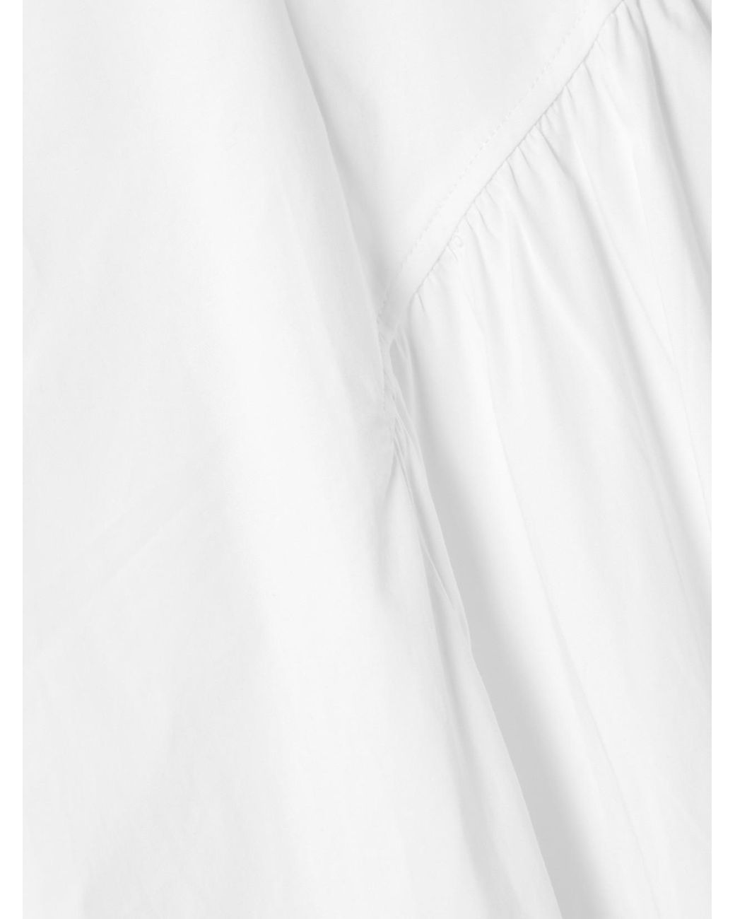 Staud White Gwen Paneled Pleated Cotton-Blend Poplin Midi Dress