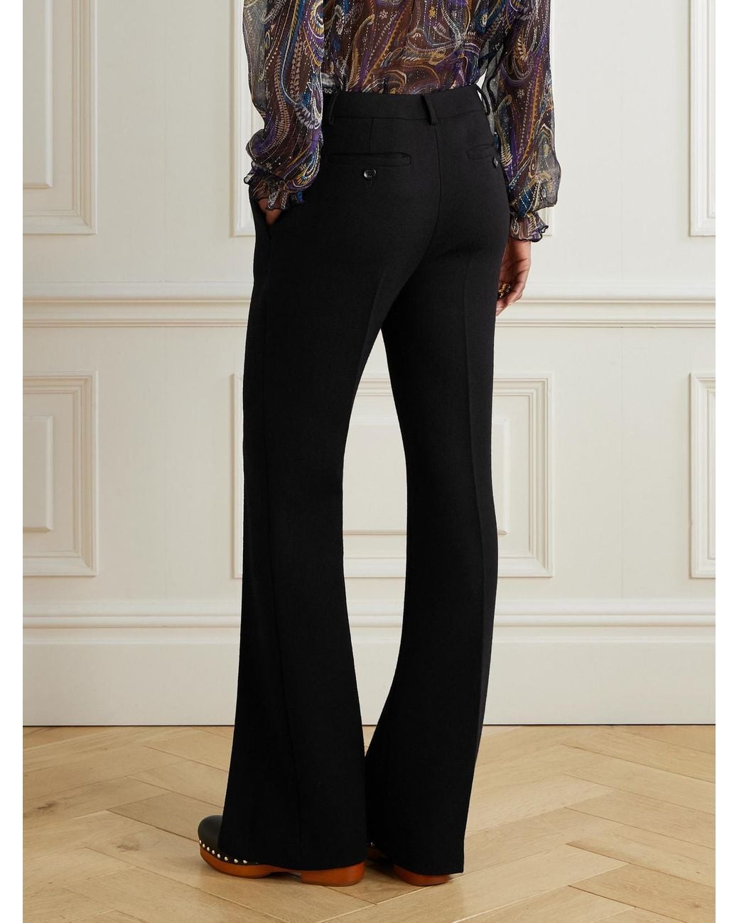 Etro Black Wool Flared Pants