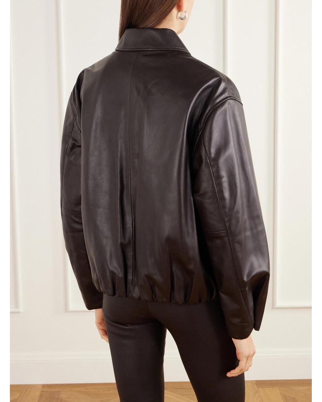 Arma Black Melis Pleated Leather Jacket
