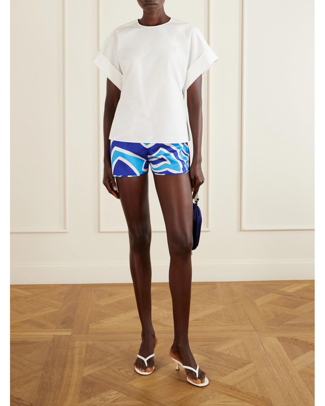 Emilio Pucci Blue Printed Silk-Twill Shorts