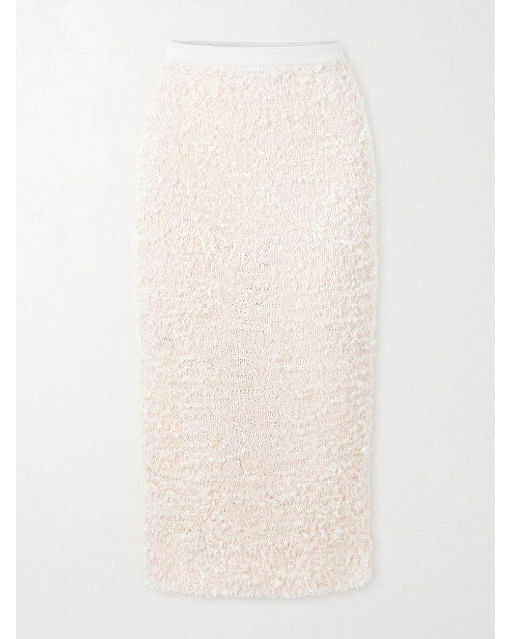Khaite Natural Adela Bouclé Midi Skirt