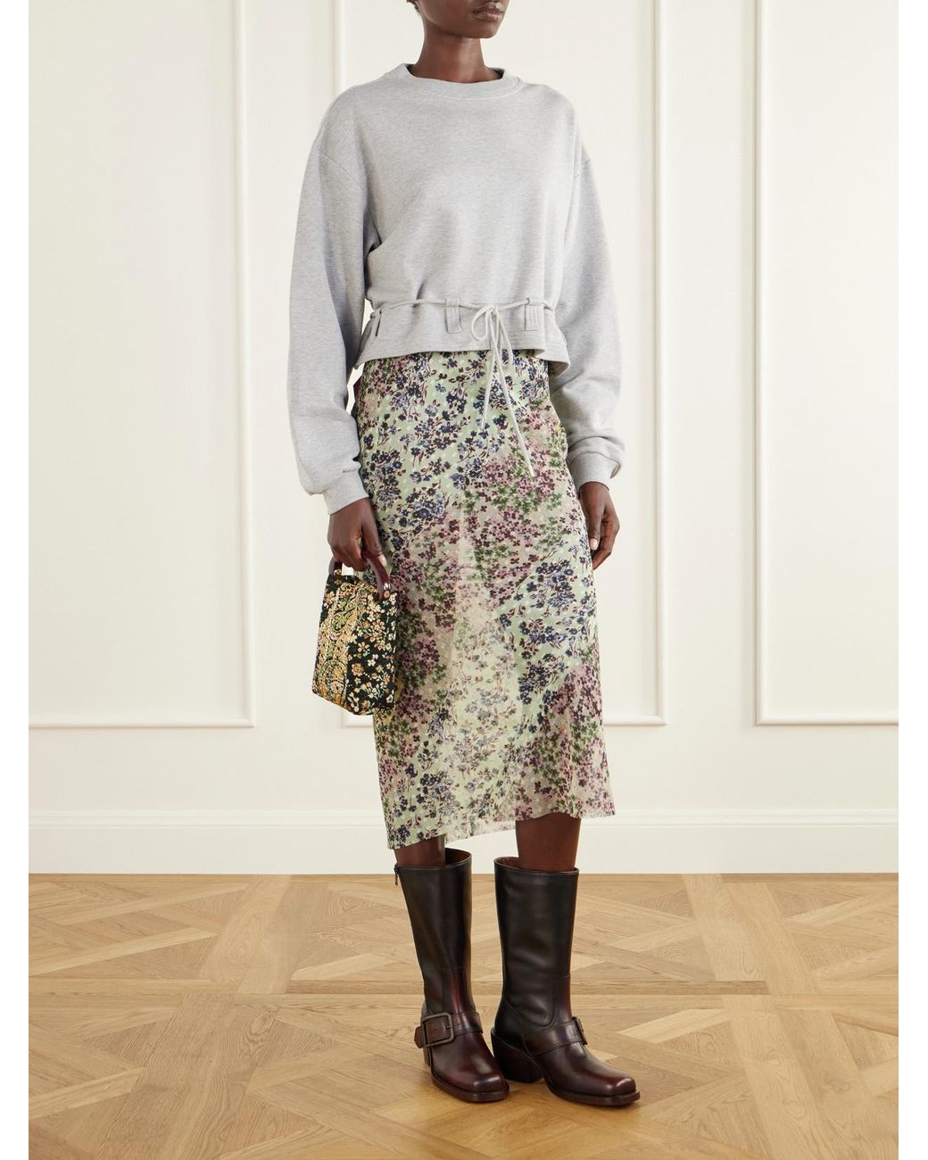 Dries Van Noten Black Buckle-Detail Leather Knee Boots