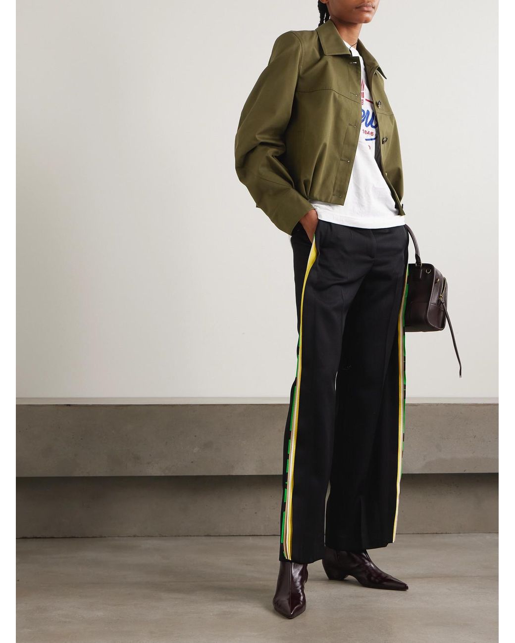 Loewe Green Embroidered Cotton And Silk-Blend Jacket