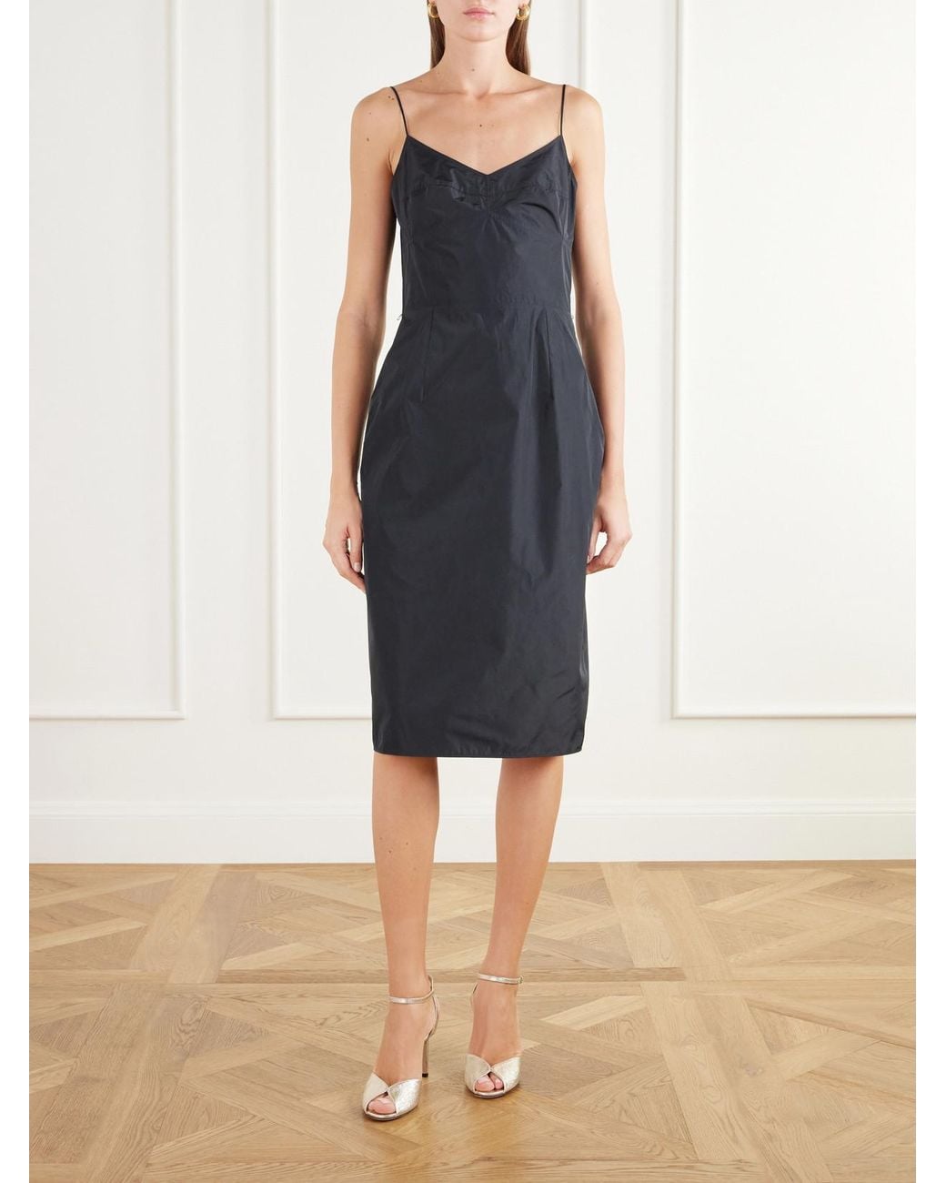 Stella McCartney Black Peplum Taffeta Midi Dress