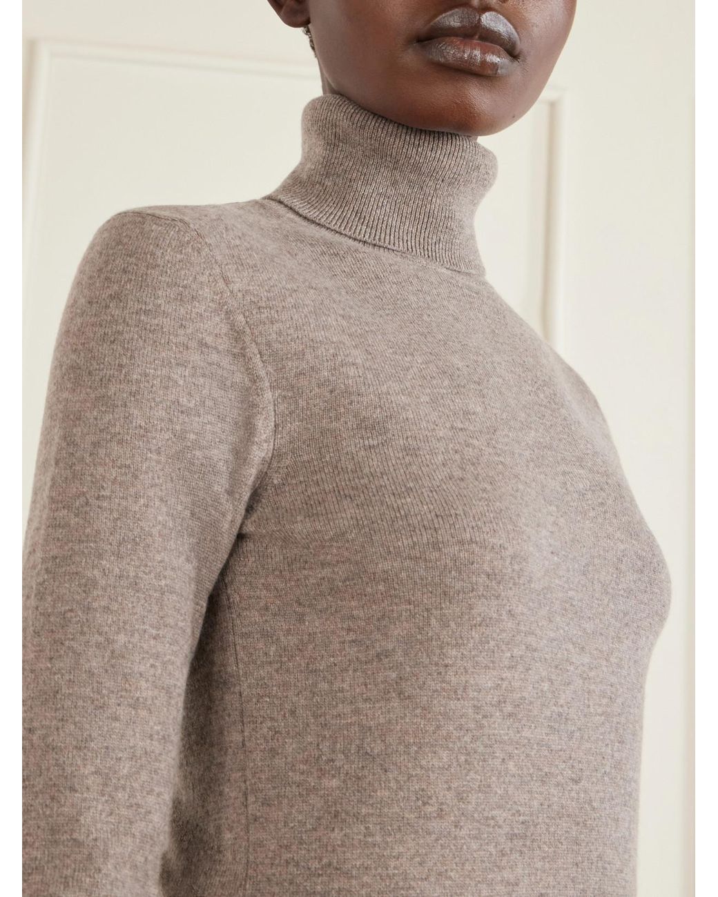 Saint Laurent Natural Cashmere Turtleneck Sweater