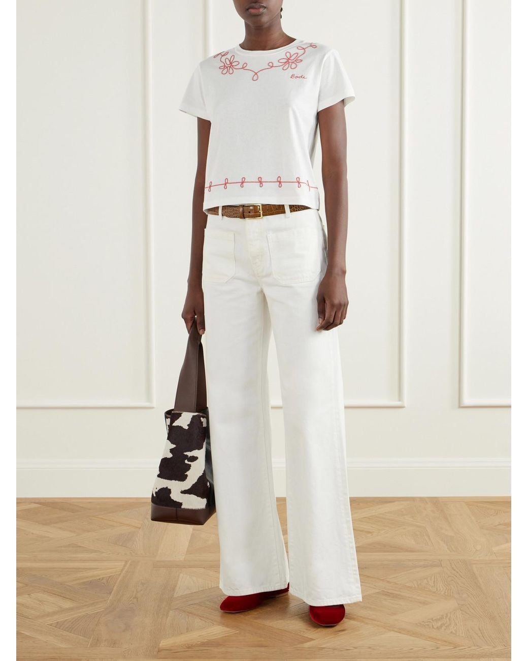 Bode Gray Lasso Embroidered Cotton-Jersey T-Shirt
