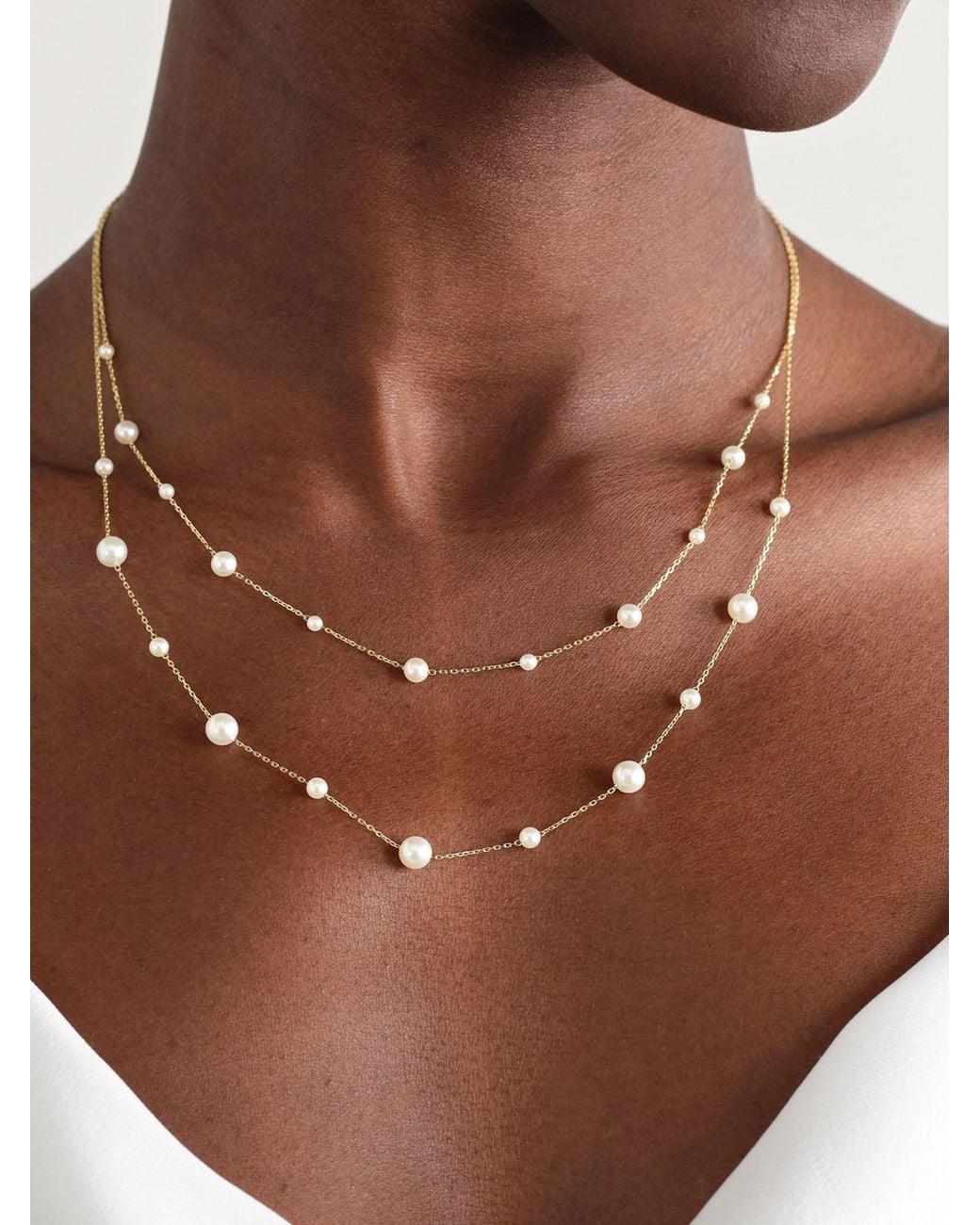 Mizuki Natural 14-Karat Pearl Necklace