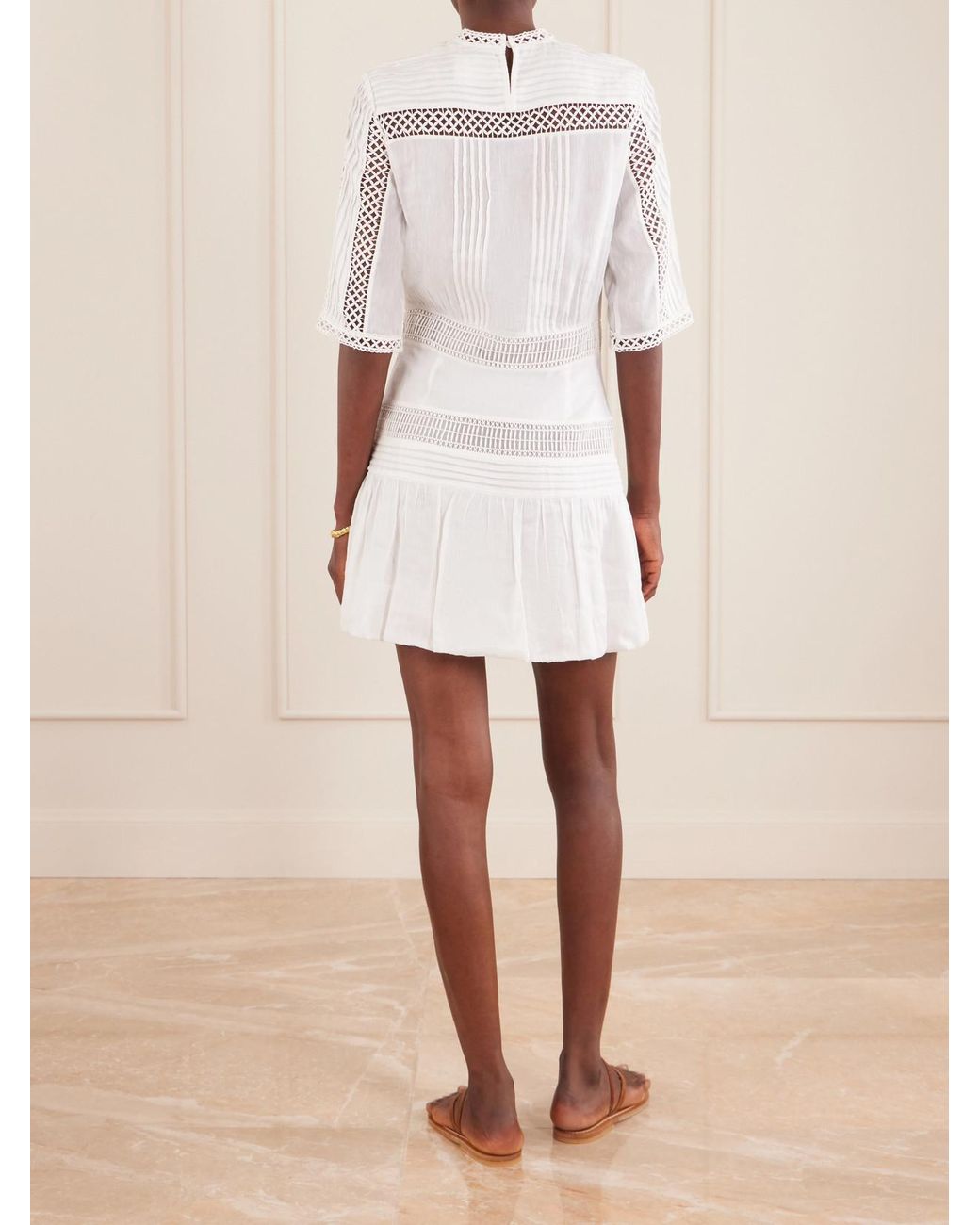 Isabel Marant White Paige Lace-Trimmed Woven Mini Dress