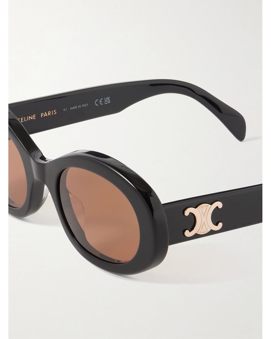 Céline Black Triomphe Oval-Frame Acetate Sunglasses