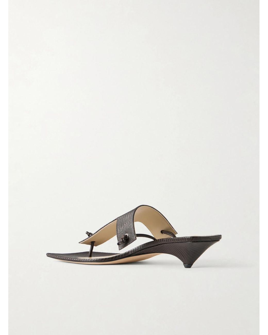 Christen White Edge T-Strap 35 Lizard-Effect Leather Sandals