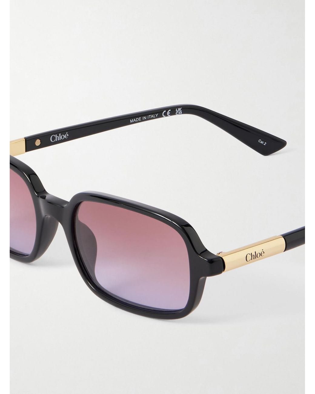 Chloé Black Judy Rectangle-Frame Acetate Sunglasses