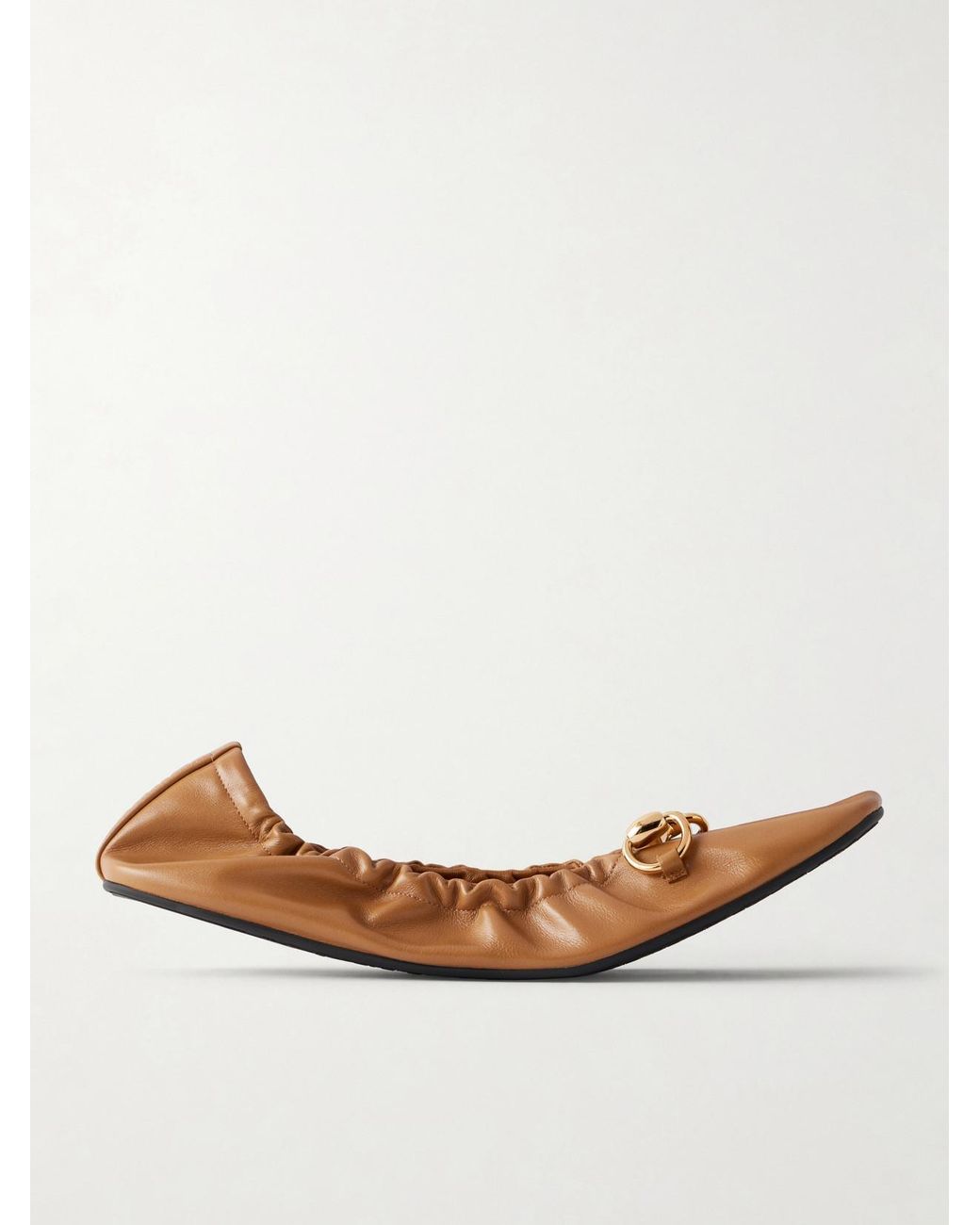 Gucci Natural Prima Horsebit-Embellished Leather Ballet Flats
