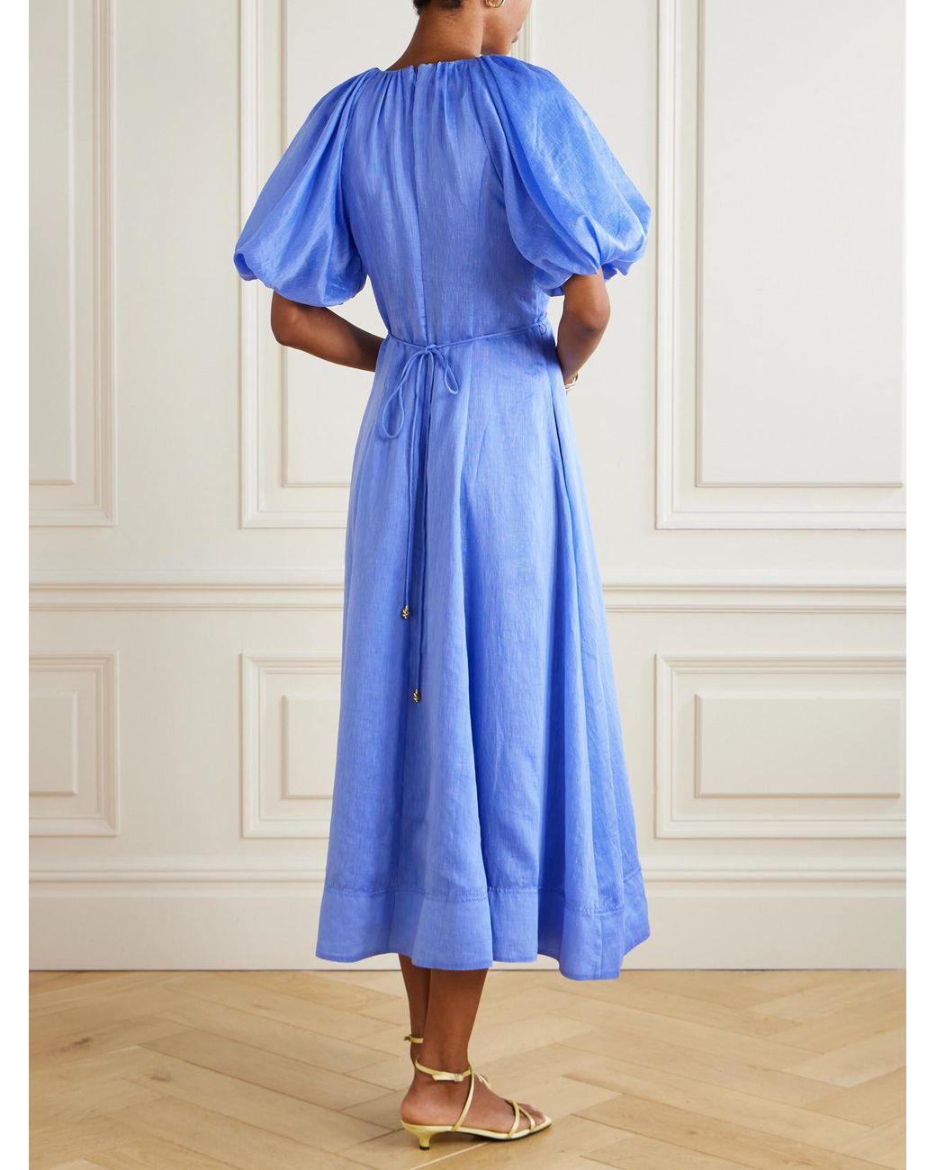 knee length dresses for ladies Valencia Pink Linen Tiered Midi Dress main image 0