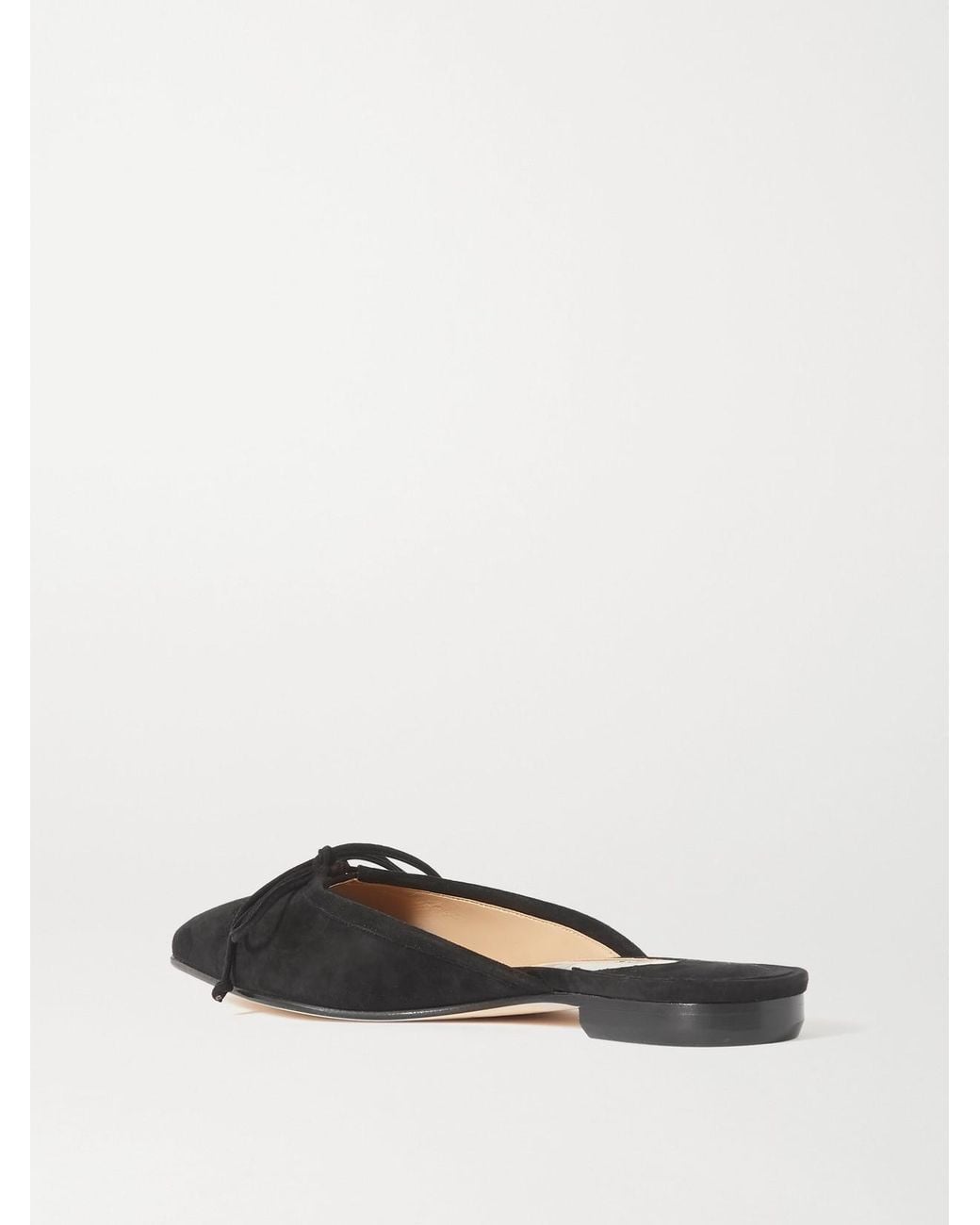 Manolo Blahnik White Ballerimu Bow-Detailed Suede Slip-Ons