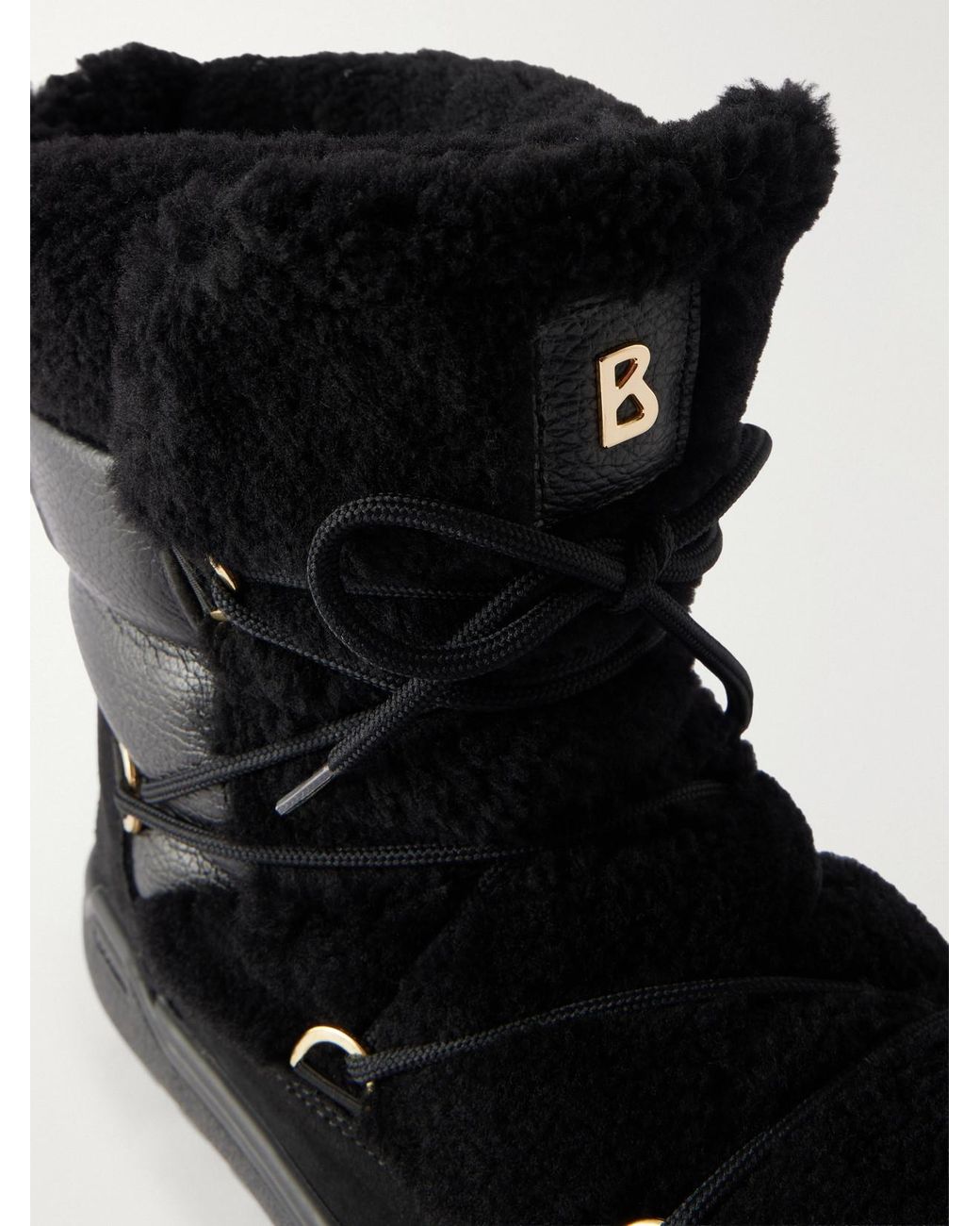 Bogner Black Chamonix S 10 C Leather And Suede-Trimmed Shearling Snow Boots