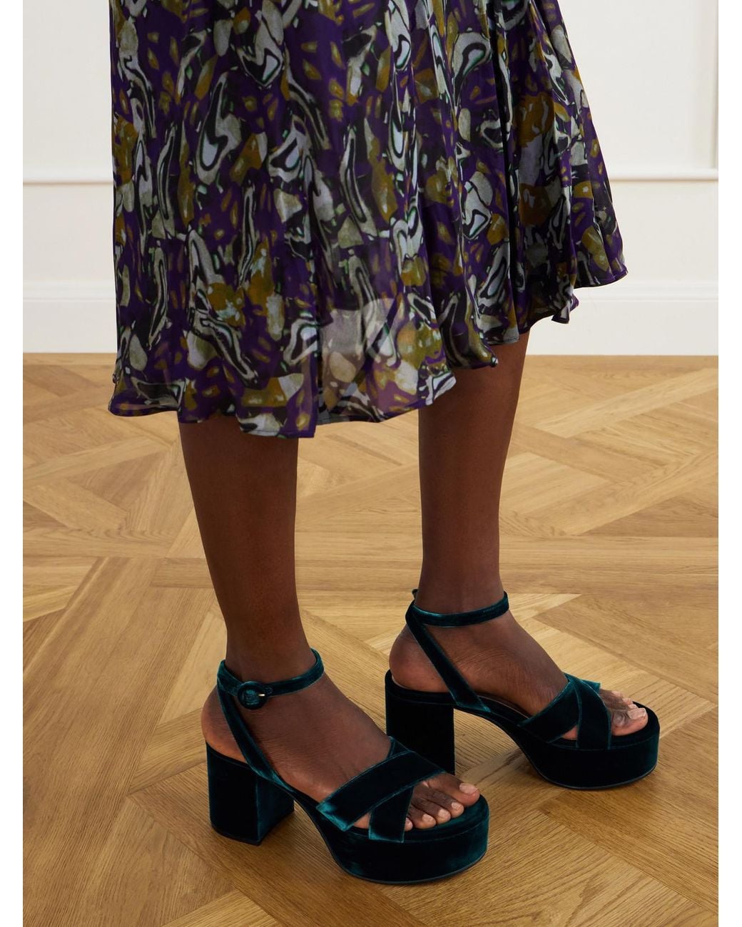 Gianvito Rossi Blue 35 Velvet Sandals